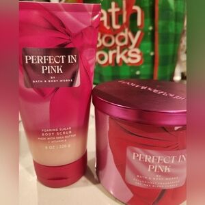 Bath & Body Works, Perfect in Pink candle and scrub, New